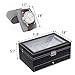 NEX 2 Tiers Watch Box Jewelry Storage Case, 12 Slot Watch Stand Organizer Christmas Holidays Gift for Men, Black