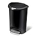 simplehuman 50 Liter / 13 Gallon Semi-Round Kitchen Step Trash Can, Black Plastic With Secure Slide Lock primary