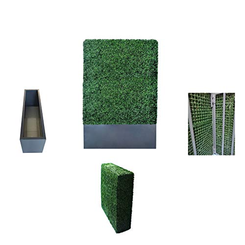 AGPL Upgraded Artificial Boxwood Hedge Wall with Dark Gray Stainless