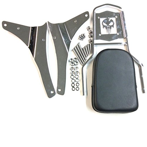 SMT- Chrome Skull Backrest Sissy Bar Compatible With 2005-2012 Suzuki Boulevard M50 VZ800 C50 VL800 C50T VL800T C50C VL800C 2001-2004 Suzuki Intruder Volusia 800 VL800 [B0175JIXYI] - Thumbnail 3