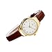 GEORGE SMITH Lady's 22 mm Small Unique Golden White Dial Wristwatch with Slim Brown Genuine Leather Band