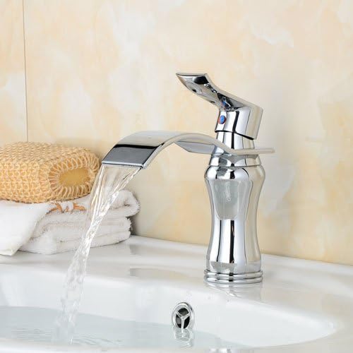Wovier Waterfall Basin Mixer Tap, Single Handle Single Hole Bathroom Sink Faucet,Chrome Finish - Image 4