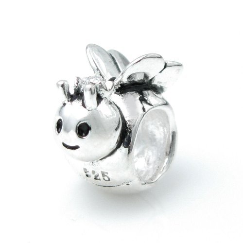 Queenberry Sterling Silver Honey Queen Bee European Bead Charm