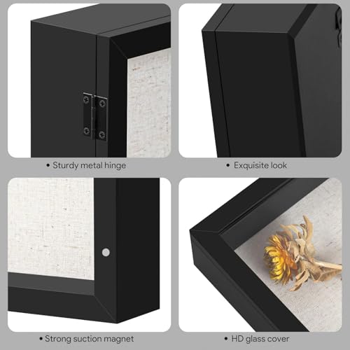Shadow Box Picture Frame with Linen Board, 8x10 Memory Box Display Case for Flower Baby Pet Wedding Photo Craft Memorial Gift, Black