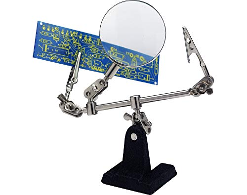 Donau Elektronik HH2 Helping Hand with Led Light with Magnifying Glass, Multi-Colour