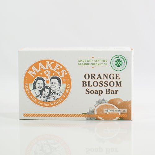 Makes 3® Bar Soap (4oz), (3-pack) of Orange Blossom Organic Hand Soap, Soft on Dry Hands, Anti-Inflammatory, Anti-Aging Eczema Treatment