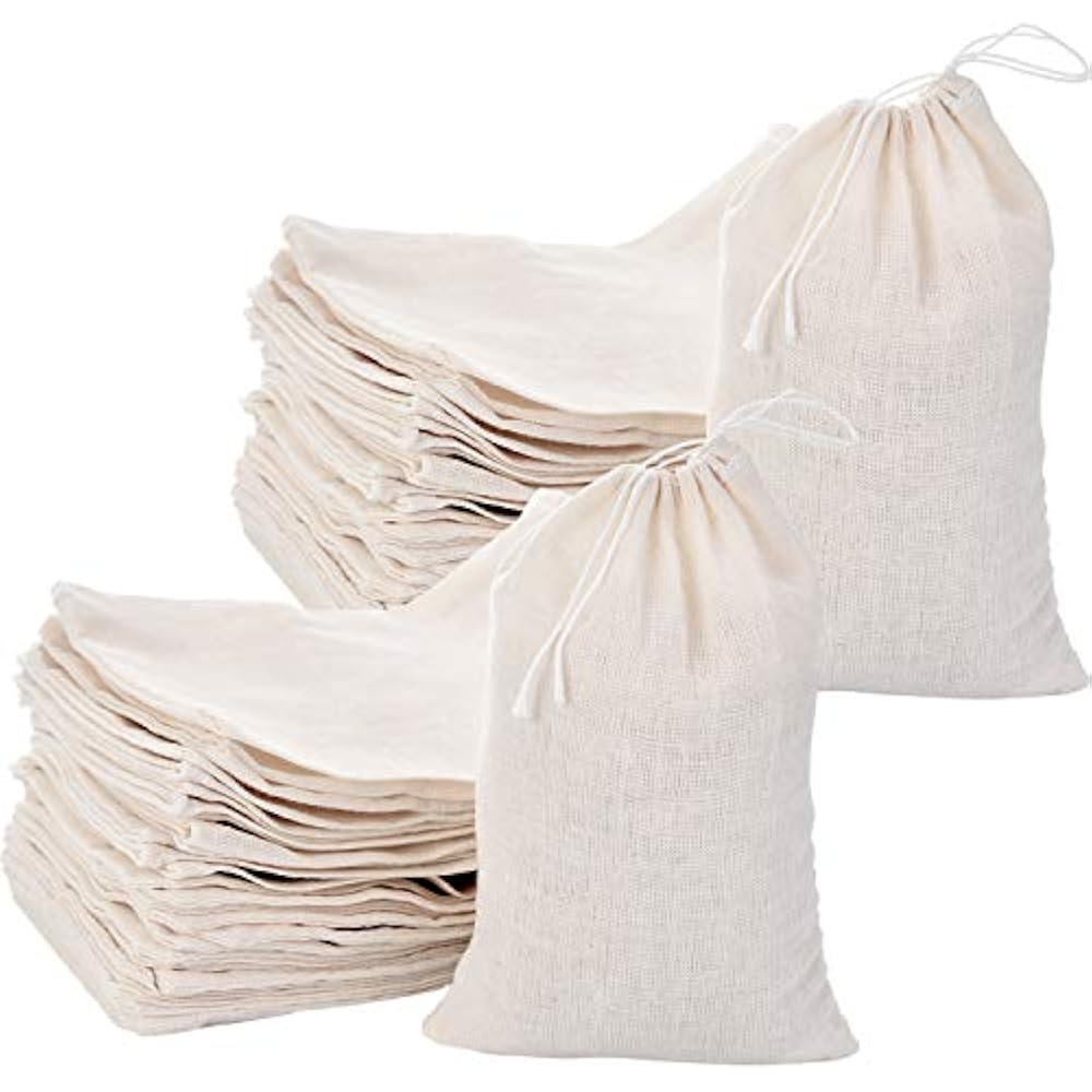 200 Pack Cotton Muslin Bags Burlap Sachet Multipurpose Drawstring Tea
