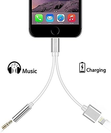 Sliver - Rockxdays Apple iPhone 7 2 in 1 Cable Adapter - Lightning to Charger and Lightning to 3.5mm Aux Earphones Jack Cable Adapter for iPhone 7 / iPhone 7 Plus