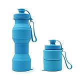 Asrisuk Sports Collapsible Water Bottle 27 oz, Folding BPA Free Silicone Water Bottle 800ml FDA Approved for Traveling, Camping, Hiking, Walking, Running