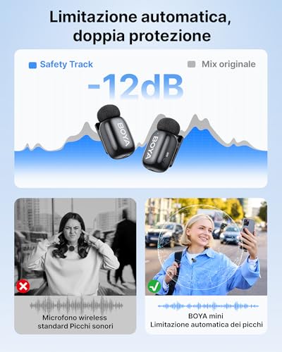 BOYA MINI 2 Microphone for iPhone 15/16/17, Android, Wireless Microphone, 5g, 48kHz/24Bit, 100m, Lavalier USB-C Microphones, 30 Hours, Wireless Microphones for Social Video, Vlogging, YouTube, Streaming