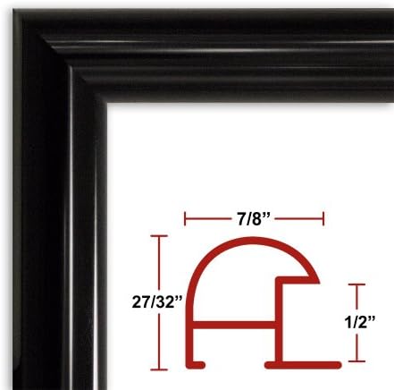 27 x 49 Shiny Black Poster Frame - Profile: #16 Custom Size Picture Frame