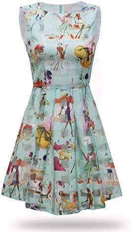 Glorified Mary Womens Sleeveless Cute Floral Print Fit And Flare Dress Size S