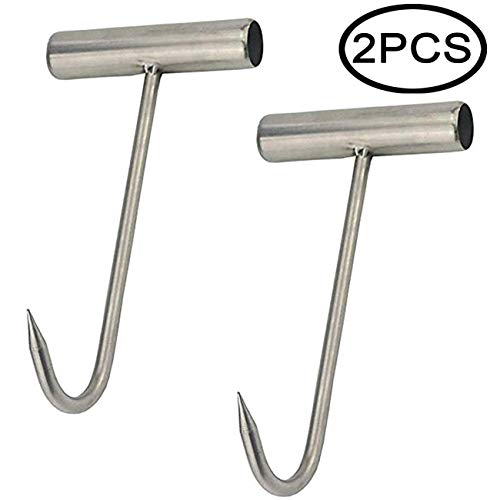 TIHOOD 2PCS Stainless Steel T Hooks THandle Meat Boning Hook for