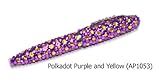 Polkadot Purple and Yellow Crystal Rhinestone Roller Ball Pen