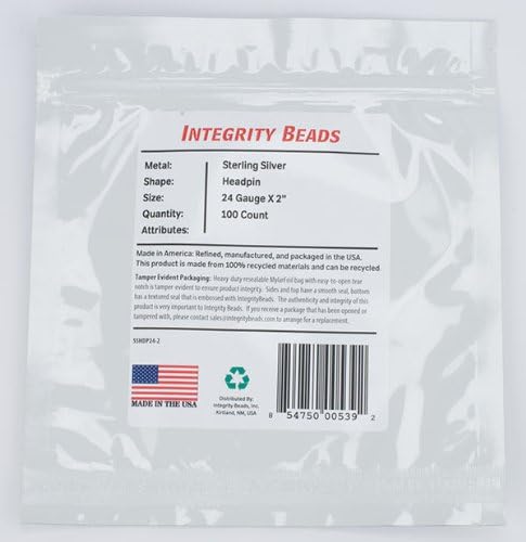 Sterling Silver 24 Gauge 2 Inch Headpin - 100 Count