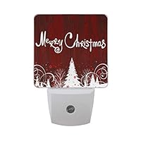 WIHVE Merry Christmas Tree 2 Pack 0.5W Plug-in LED Night Light Lamp with Dusk to Dawn Sensor, Night Home Decor Bed Lamp