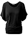 TWINTH Drape Tunic Top Plus Size Loose Fit Cut Out Off Shoulder Black M