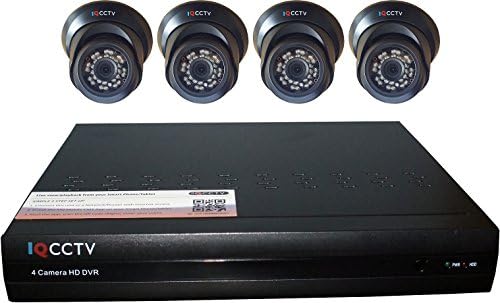 Y3K IQS1080B4H-1T 4K Ready 1080p AHD IR Vandal Proof Dome 4-Camera CCTV System with 1 TB DVR - Black