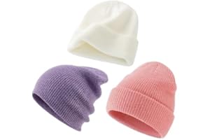 Toque Winter Beanie Hat, Cuffed Knit Cap, Multiple Colors (3-Pack Assorted)