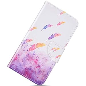 Urhause PU lederen tas compatibel met Huawei Mate 20, geschilderd flip wallet hoes beschermhoes met standaard functie…