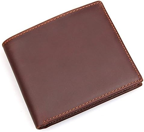 Cards Holder Front Pocket Wallet for Men, Clean Vintage Crazy Horse Italian Leather Wallets (Oiled Brown)