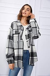 AUTOMET Womens Casual Plaid Shacket Wool Blend