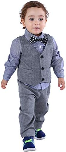 Abolai Baby Boys' 3 Piece Vest Set with Shirt,Vest and Pant