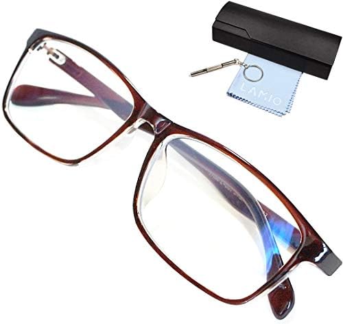 Lamio ブルーライトカット メガネ Pcメガネ パソコン用メガネ Jis検査済 ブルーライト Hev光線 90 カット サングラス ファッションメガネ 伊達メガネ メンズ レディース 度なし ブラウン