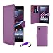 32nd Book wallet PU leather case cover for Sony Xperia Z1 (L39h) + screen protector, cleaning cloth and touch stylus - Purple