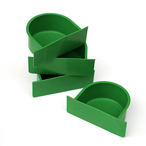 YOTHG Plastic Bird Feeding Trough Food Water Feeding Bowl Dish for Parrot Hamster Totoro Cage (Green)