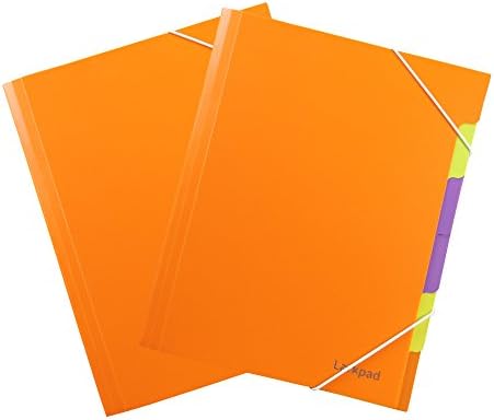 PP Multifunction File Organizer with Double Elastic For School and Office, 12.5" x 9.5" Document File Folders, A4 Size, Orange by Larkpad