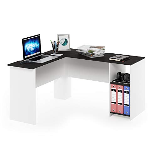 Furinno Indo LShaped Desk, Espresso/White Pricepulse