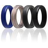 Silicone Wedding Ring For Men And Women By ROQ, 6mm Affordable Silicone Rubber Band, 4 Pack - Black, Dark Grey, Blue, storm platinum - size 8