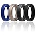 ROQ Silicone Wedding Ring For Men And Women, 6mm Affordable Silicone Rubber Band, 4 Pack - Black, Dark Grey, Blue, storm platinum - size 8