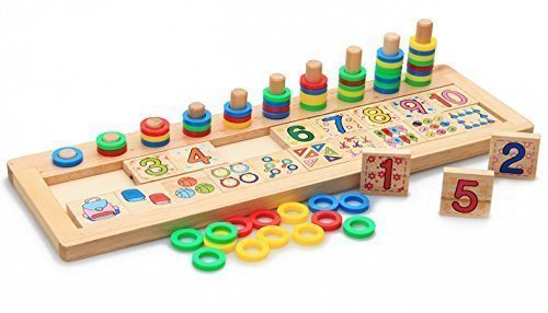 Colourful Montessori Teaching Tool Math Number Wood Board Preschool Toy Kid