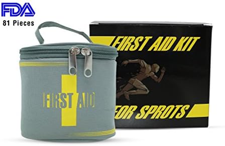 HERIGGA Compact First Aid Kit Fresh Emergency Bag,81 Pieces:Kinesiology Tapes, Wrap Bandage,Instant Cold Pack,Band-aid,etc Waterproof Portable for Car Travel Outdoor Sports Fitness Gray
