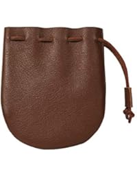 Drawstring Bag, for Coins Medicine, Tobacco, Marbels, Genuine Leather Size 5 x 4.25