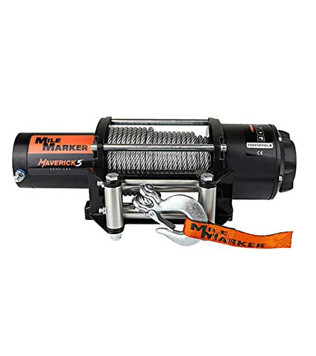 Mile Marker 76-6005 Maverick5 ATV/UTV 5000 lbs. Submersible, 3- Staged Planetary Geared Winch with 50' Cable, Hook, Roller Fairlead and Remote Control
