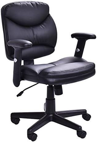 New Executive PU Leather Office Chair Mid-Back Modern Computer Desk Task Black