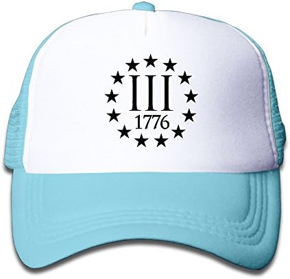 Three Percenter 1776 Symbol Adjustable Nylon Hats Summer Golf Hat For Girl Boy One Size Fits Most