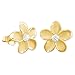 Sterling Silver with Yellow Gold Tone Overlay 9mm Plumeria Stud Earrings