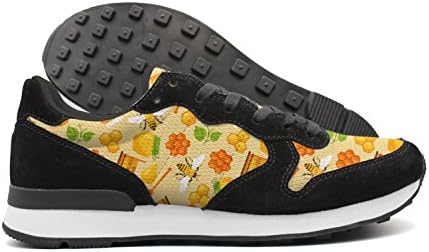 Hoohle Honey And Bee Objects Womens Retro Internationalist Leather Mid Suede Sports Shoes