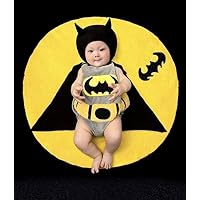 UniBaby Newborn Baby 0-6 Month Photography Photo Prop Costume Adorable Batman Style Outfit for Boy Girl Cute Party Cosplay Pajamas Hat Diaper Cover Shower Theme Gift One Whole Set w Blanket