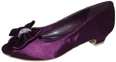 Ladies Womens Purple Low Heel Peep Toe Evening Wedding Party Prom Shoes