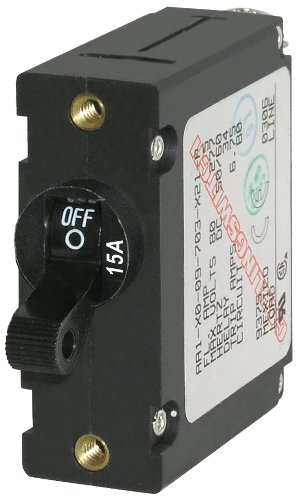 UPC 632085072087, Blue Sea Systems AC/DC Single Pole Magnetic Circuit Breakers 15 AMP AA1 Black