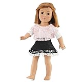 18 Inch Doll Clothes Denim Skirt and Pink Lace Shirt Outfit | Fits 18