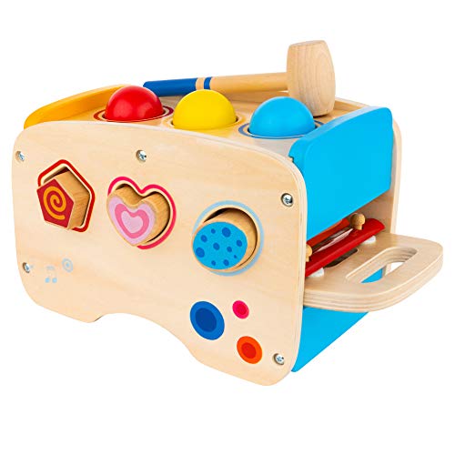 Hammering & Pounding Wooden Toy for Toddlers - Shape Sorter, Xylophone & Montessori Sorting Toys for Children Aged 1 to 10 - Educational Learning Toys for Girls & Boys - Improves Fine Motor Skills