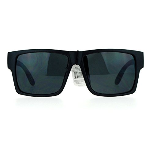 KUSH Sunglasses Square Retangular Matte Black Frame Super Dark Black Lens