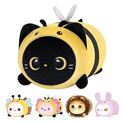 Mewaii Cute Black Cat Bee Plush Pillow, Kawaii