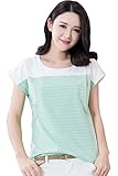 Epmami Women's Basic Striped Nursing Tops Summer Patchwork Maternity Breastfeeding Shirts